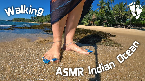ASMR 🌴 Long ToeNAILS 🌊 Indian Ocean Sounds - Walking