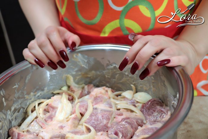 Cooking 🔪 kebab with long nails