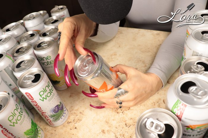 Photoshoot 🔊 ASMR Crusher Iron CAN 😋 LONG NAILS