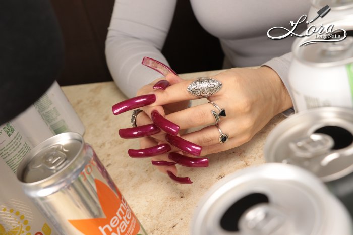 Photoshoot 🔊 ASMR Crusher Iron CAN 😋 LONG NAILS