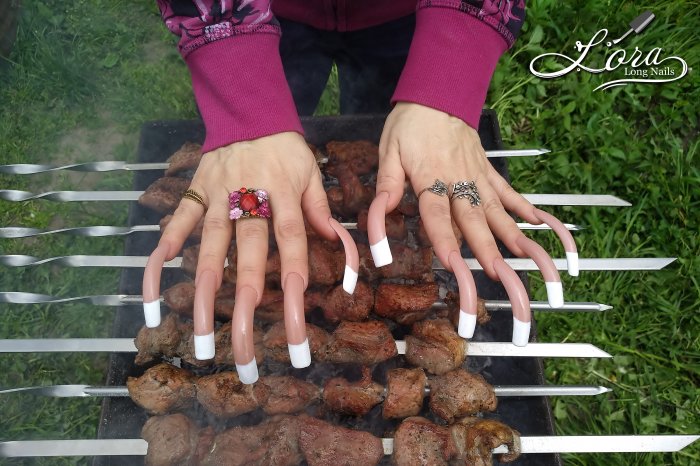 LONG NAILS FRENCH 🥙 Cooking spring shashlik (kebab)
