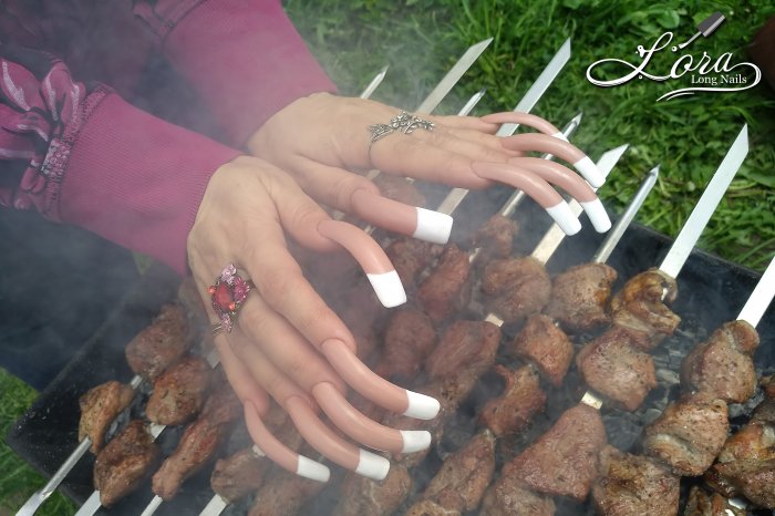 LONG NAILS FRENCH 🥙 Cooking spring shashlik (kebab)