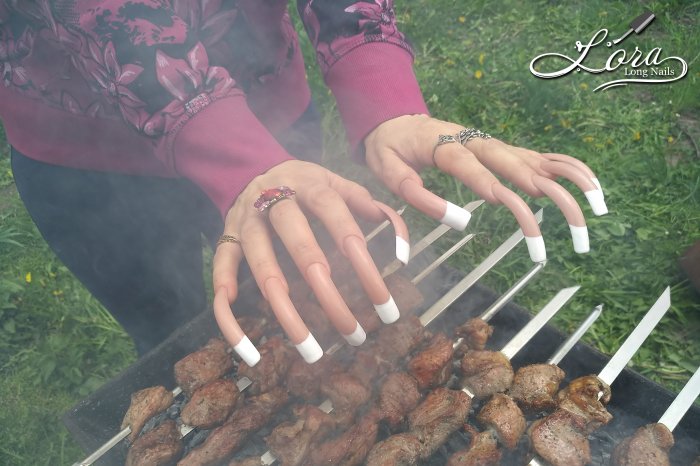 LONG NAILS FRENCH 🥙 Cooking spring shashlik (kebab)