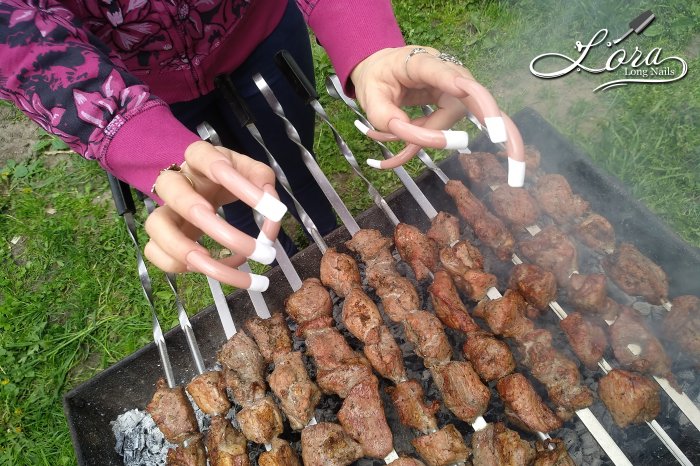 LONG NAILS FRENCH 🥙 Cooking spring shashlik (kebab)