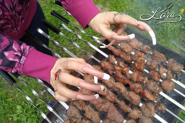 LONG NAILS FRENCH 🥙 Cooking spring shashlik (kebab)