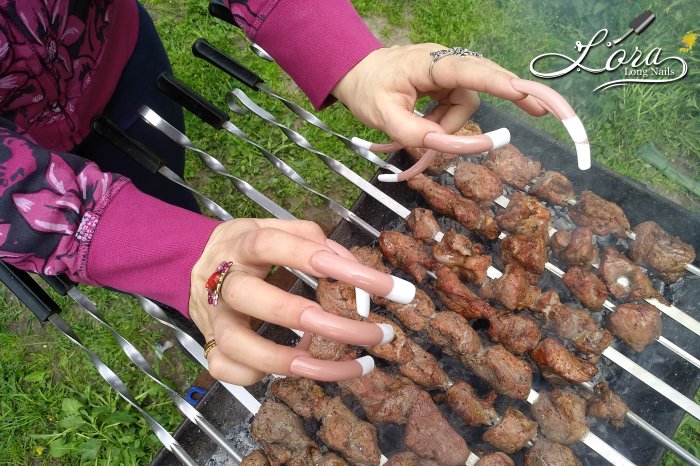 LONG NAILS FRENCH 🥙 Cooking spring shashlik (kebab)