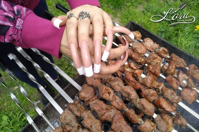 LONG NAILS FRENCH 🥙 Cooking spring shashlik (kebab)