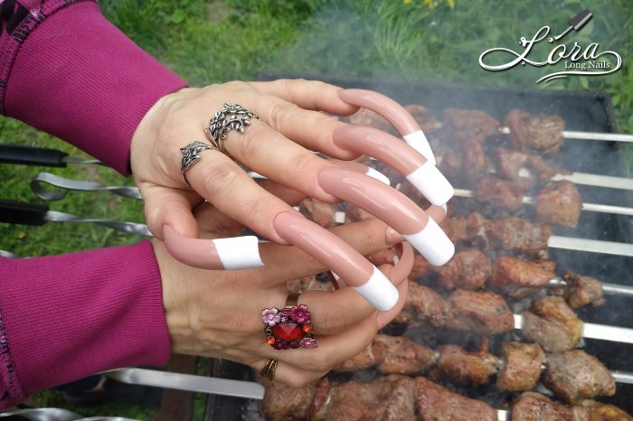 LONG NAILS FRENCH 🥙 Cooking spring shashlik (kebab)