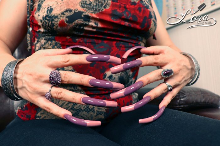 😲 Very Long Nails - French Design 💅