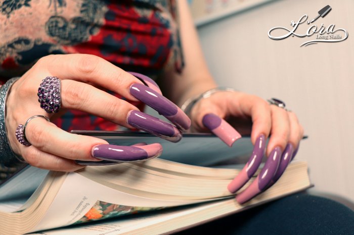 😲 Very Long Nails - French Design 💅