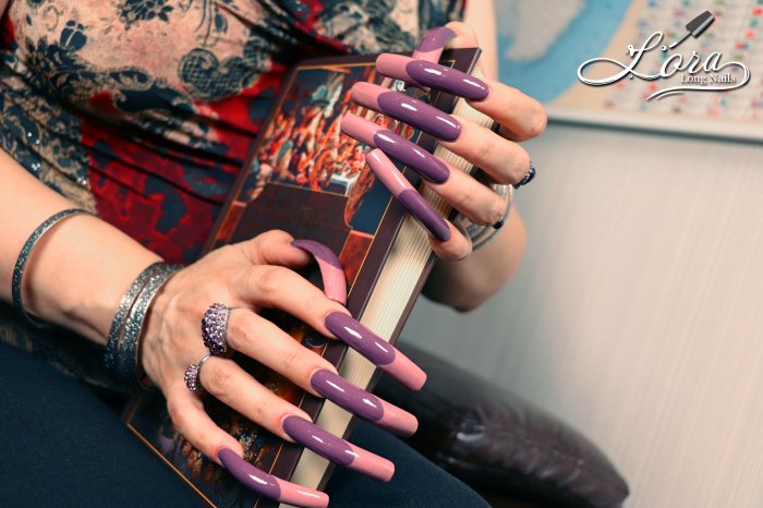 😲 Very Long Nails - French Design 💅