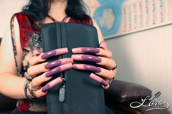 😲 Very Long Nails - French Design 💅