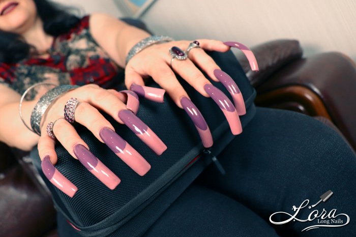 😲 Very Long Nails - French Design 💅