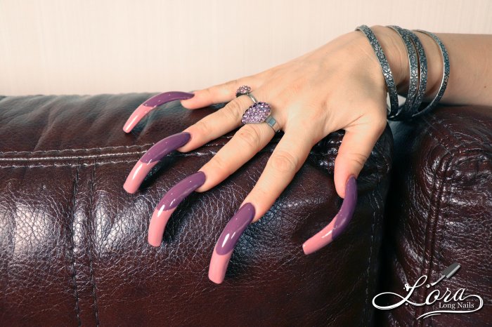 😲 Very Long Nails - French Design 💅