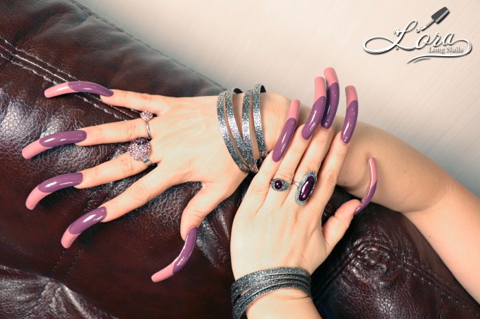 😲 Very Long Nails - French Design 💅