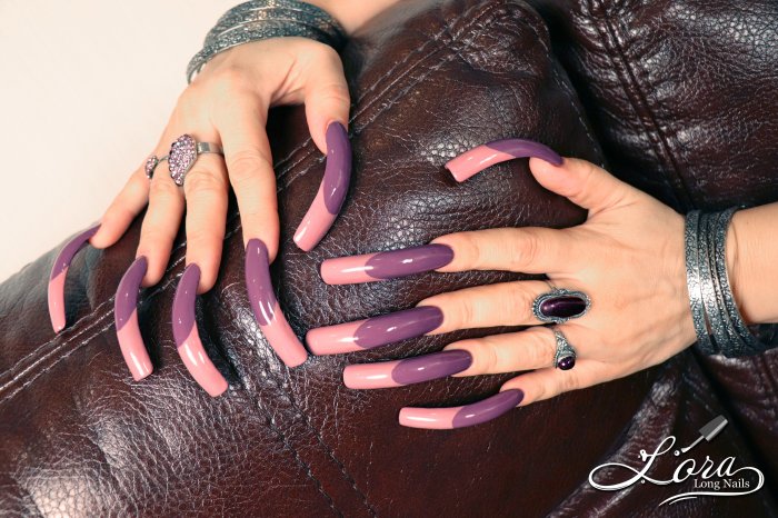 😲 Very Long Nails - French Design 💅