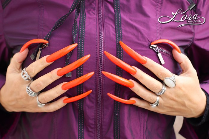 My new orange pointy nails