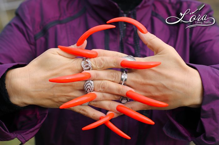 My new orange pointy nails