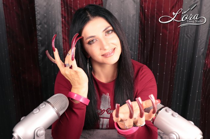 ❤️❤️❤️ Photo shoot for video - magnetic red square long nails