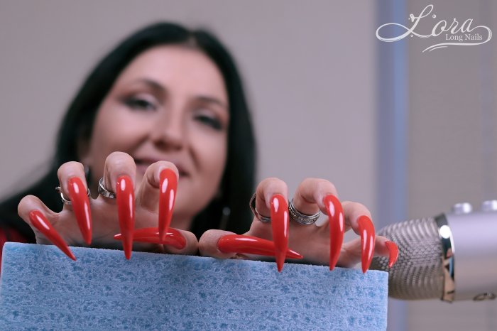 Photo shoot 😶‍🌫️ Styrofoam ASMR - red long nails, rings and bracelets