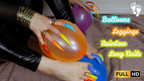 🎈 BALLOONS & LEGGINGS & Rainbow Long NAILS 🌈