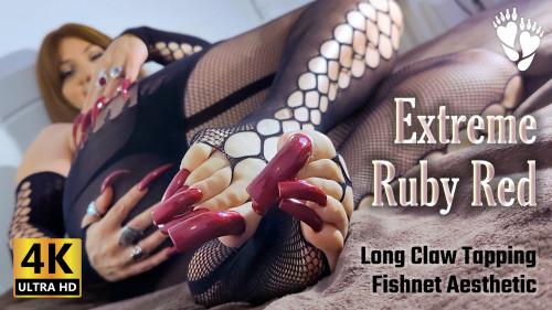 🍒 Extreme Ruby Red: Long Claw Tapping & Fishnet Aesthetic