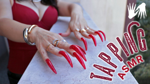 asmr tapping, red claws, long nails