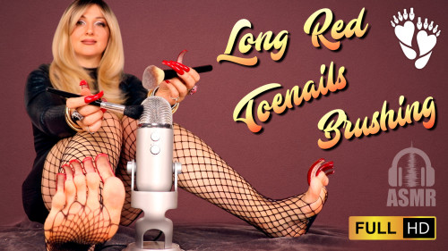ASMR 🖌️ Brushing with Long Red Toenails 💅