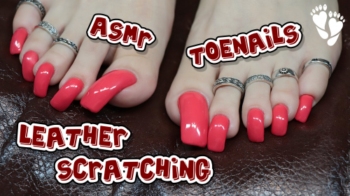ASMR leather scratching 💖 Long toenails 💖 Foot jewelry