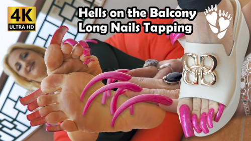 Long Red Tapping (ASMR) Nails on the Balcony