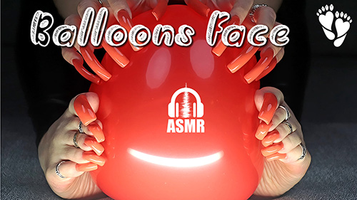 ASMR 🎧 Balloons Face with Long ToeNails (tapping, scratching)