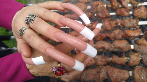 LONG NAILS FRENCH 🥙 Cooking spring shashlik (kebab)