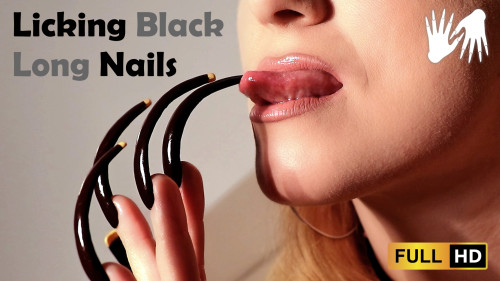 Licking Black Long Nails
