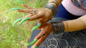 Nails, rings and asmr in the forest 🌲 - Lora Long Nails