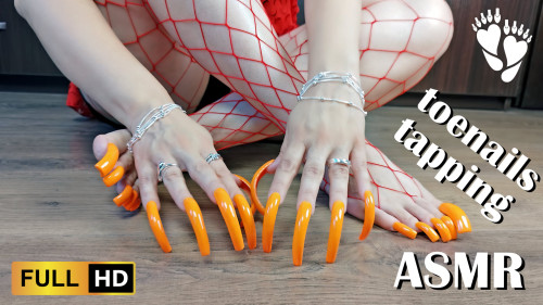 ASMR toenails tapping - Orange Nails