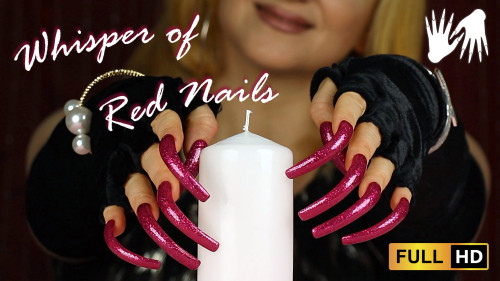 ASMR Whisper of Red Nails in the Dark (candle tapping)