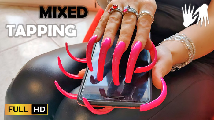 Mix ASMR tapping - glass, phone, wood - Lora Long Nails