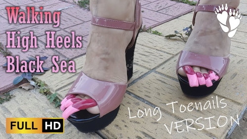 Walking in high heels - Black Sea (TOENAILS)
