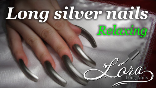 Long artificial silver Nails of Lora