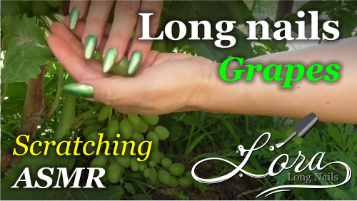 ASMR Salad nails scratch the leaves of the grapes and squeeze out the juice