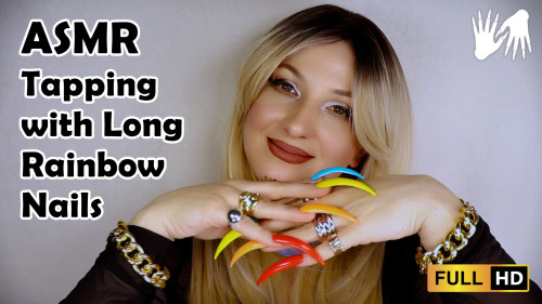 🌈🔊 ASMR Tapping with Long Rainbow Nails
