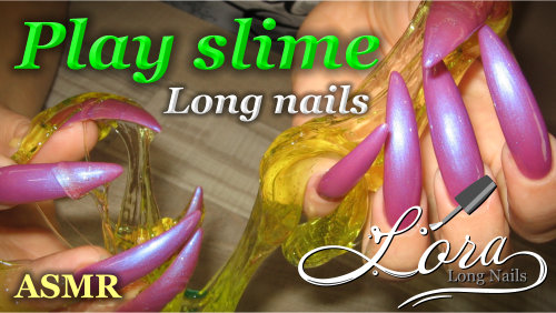 Play with slime long claws nails (mix slime, asmr, no talking, sharp nails)