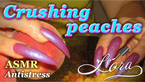 Crushing peaches | asmr, tapping, no talking, sharp long nails