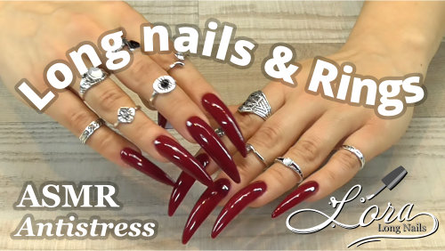 ASMR Long red nails playing with rings (no talking, tapping, scratching)