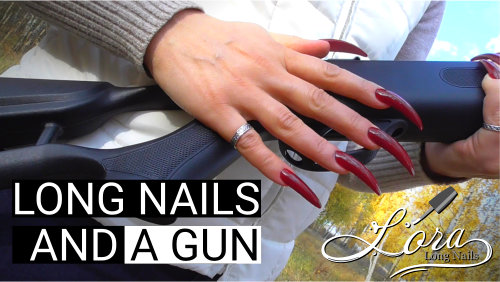 RED LONG NAILS & A GUN (asmr, no talking, sharp long nails)