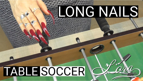 RED LONG NAILS & TABLE SOCCER (asmr, no talking)