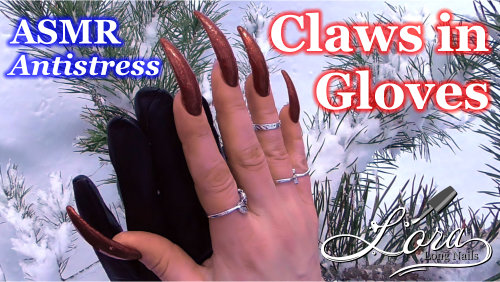 Nails and gloves in the winter forest (asmr, no talking, long nails)
