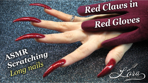 ASMR Red Claws in Red Gloves (tapping, scratching, no talking)