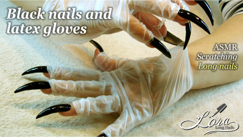 ASMR Latex gloves & black nails