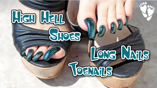 High heel shoes. Long nails and toenails. Scratching and tapping shoes